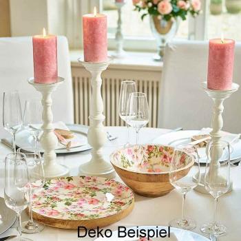 Tisch Deko Holzschale beschichtet mit Blumen Muster Landhaus 25 cm Durchmesser